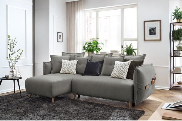 Divano letto angolare grigio chiaro (variabile) Nessa - Bobochic Paris