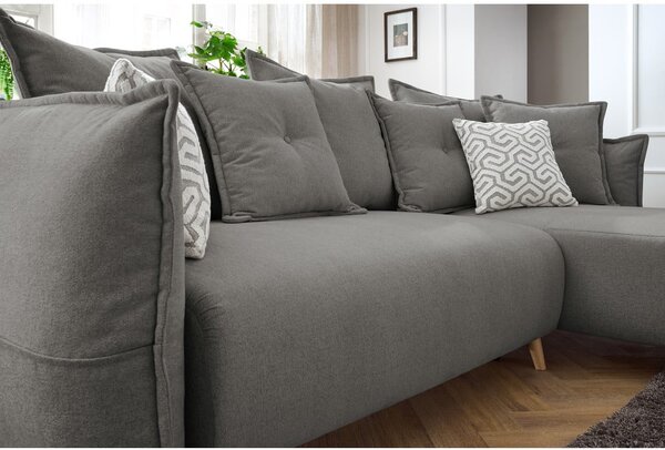 Divano letto angolare grigio chiaro (variabile) Nessa - Bobochic Paris