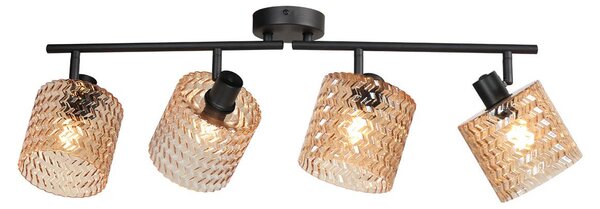 Mexlite - faretto - Ocre - ambra nero - vetro metallo - lampada in vetro colorato - E14 - 4226ZW