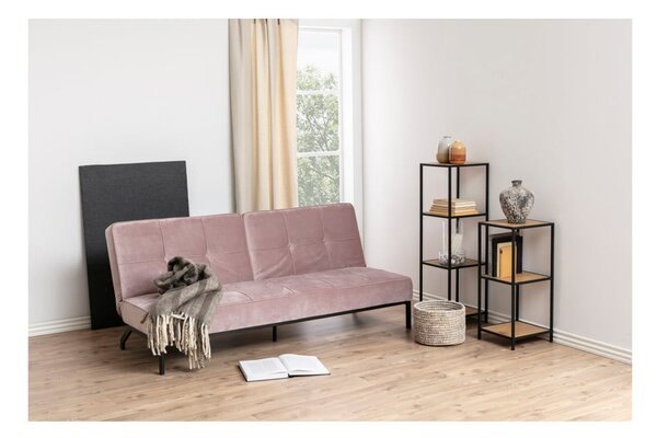 Libreria nera-color legno naturale effetto rovere 37x120 cm Seaford - Actona