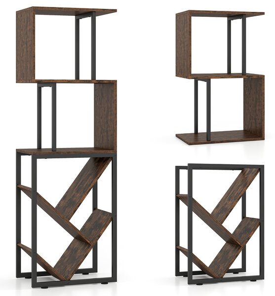 Costway Libreria scaffale a 6 ripiani aperti verticale da terra in stile industriale, Mobile salvaspazio autoportante per soggiorno ufficio camera da letto