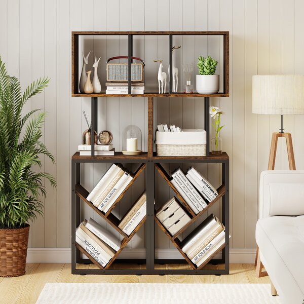 Costway Libreria scaffale a 6 ripiani aperti verticale da terra in stile industriale, Mobile salvaspazio autoportante per soggiorno ufficio camera da letto
