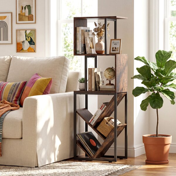 Costway Libreria scaffale a 6 ripiani aperti verticale da terra in stile industriale, Mobile salvaspazio autoportante per soggiorno ufficio camera da letto