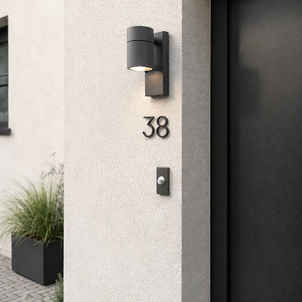 Lampada da parete per esterni antracite IP44 con sensore crepuscolare - Solo