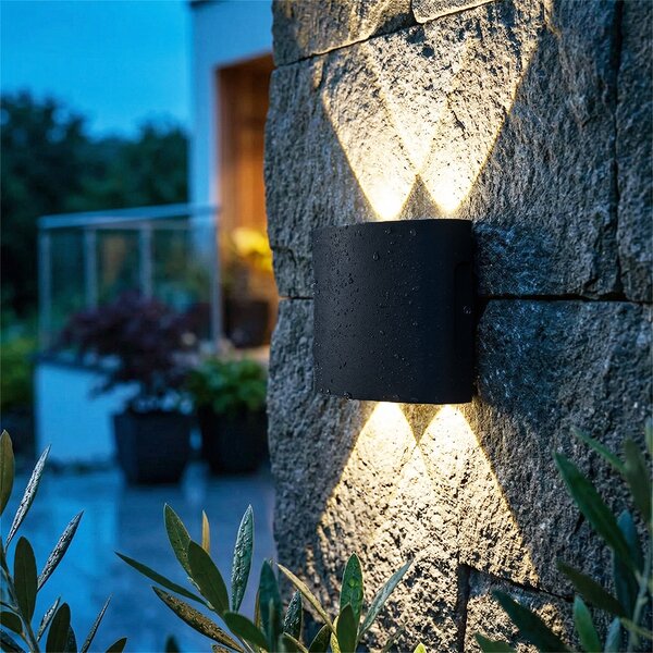 Lampada da parete per esterni nera con LED 4 luci IP54 - Silly