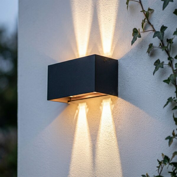 Lampada da parete per esterni nera con oro incl. LED 4 luci IP54 - Edwin