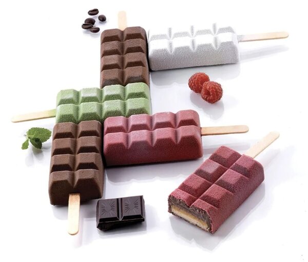 Kit 2 stampi da 6 gelati GEL02 Choco Stick in silicone mm 92x48x24h
