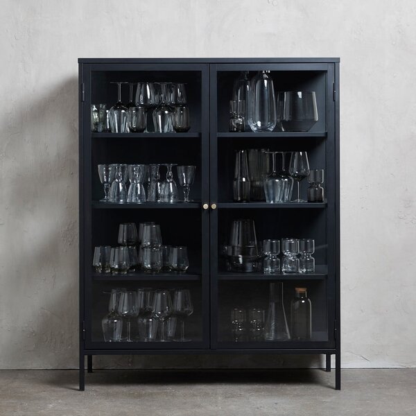 Vetrina nera in metallo 110x140 cm Carmel - Unique Furniture