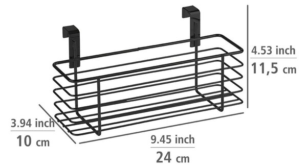 Cestino nero in metallo da appendere alla porta della cucina Slim, 24 x 10 cm - Wenko