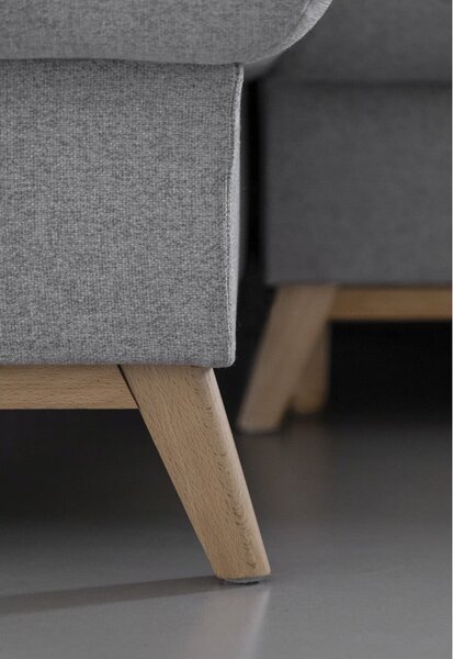 Divano angolare grigio chiaro allungabile/con contenitore (con penisola a sinistra/con chaise lounge) Scandic Lagom – Miuform