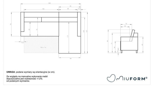 Divano letto angolare grigio scuro, angolo destro Scandic Lagom - Miuform