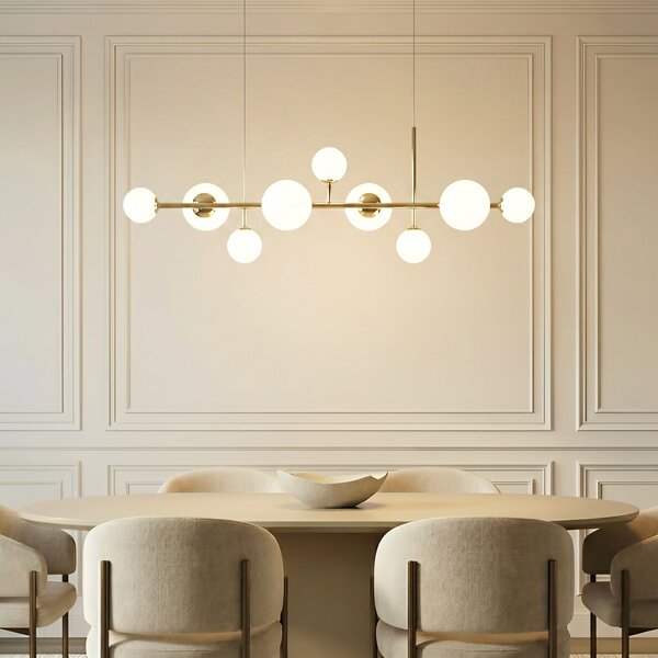 Lampada a sospensione ALDEX, Dione, dimmerabile, Dorato / Ottone, Soggiorno, Vetro, Moderno