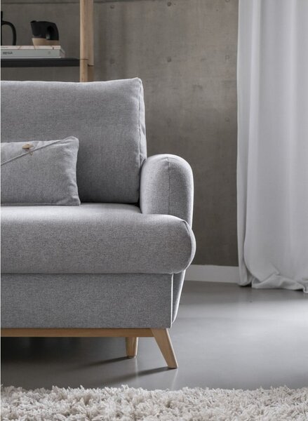 Divano angolare grigio chiaro allungabile/con contenitore (con penisola a sinistra/con chaise lounge) Scandic Lagom – Miuform