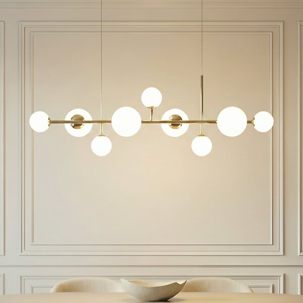 Lampada a sospensione ALDEX, Dione, dimmerabile, Dorato / Ottone, Soggiorno, Vetro, Moderno