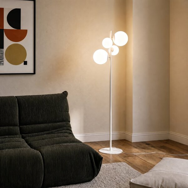 Lampada da terra ALDEX, Dione, Bianco, Soggiorno, Vetro, Moderno