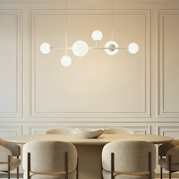 Lampada a sospensione ALDEX, Dione, dimmerabile, Bianco, Soggiorno, Vetro, Moderno