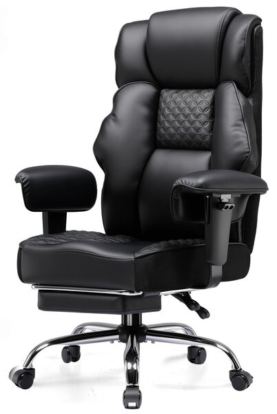 Sedia da gaming GTPLAYER, sedia da ufficio ampia con molle insacchettate, sedia ergonomica per PC, sedia da scrivania regolabile e girevole, Pelle finta, nera