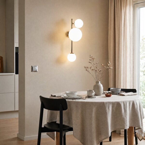 Applique da parete ALDEX, Dione, dimmerabile, Dorato / Ottone, Soggiorno, Vetro, Moderno