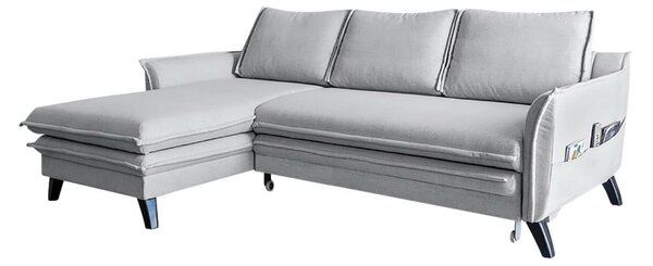 Divano letto angolare grigio chiaro, angolo sinistro Charming Charlie - Miuform