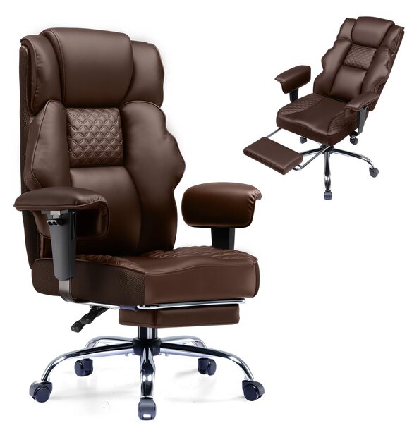 Sedia da gioco GTPLAYER, sedia da ufficio ampia con molle insacchettate, sedia ergonomica per PC, sedia da scrivania regolabile e girevole, ecopelle, marrone