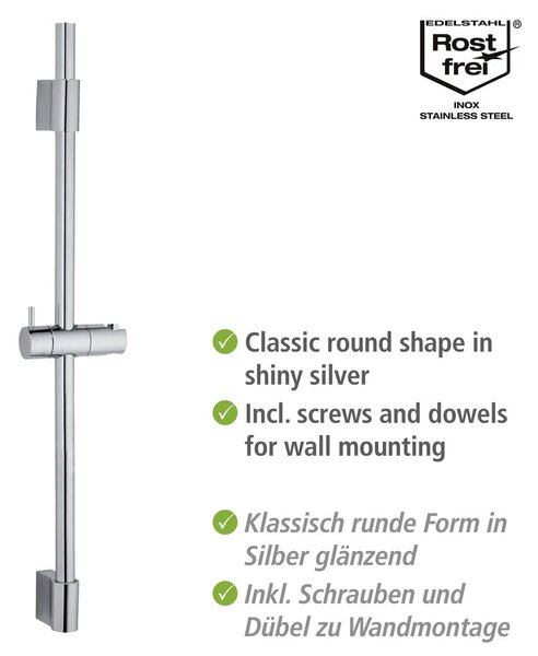 Asta doccia a parete in acciaio inox argento lucido 70 cm Classic - Wenko