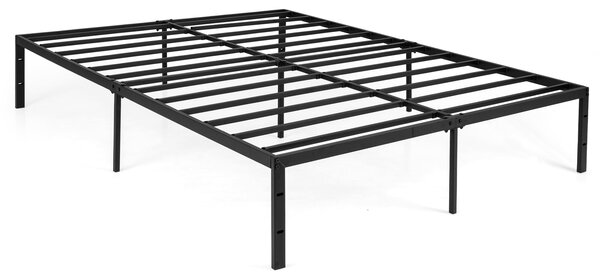 Costway Struttura letto king size in metallo con doghe resistenti e spazio sottostante senza rete necessaria, Letto a piattaforma per materasso 160x200 cm Nero