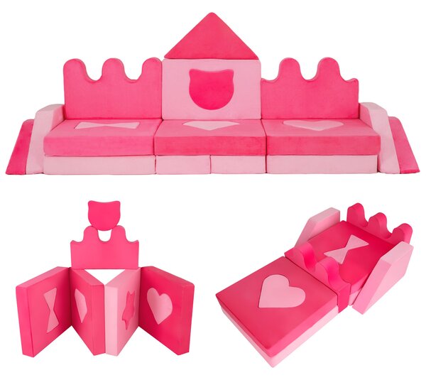 Costway Divano da gioco bambini 14 pezzi modulari in schiuma per arrampicata, Divano morbido con coperture lavabili per cameretta 3+ anni