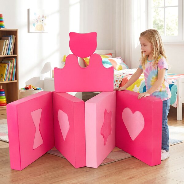 Costway Divano da gioco bambini 14 pezzi modulari in schiuma per arrampicata, Divano morbido con coperture lavabili per cameretta 3+ anni