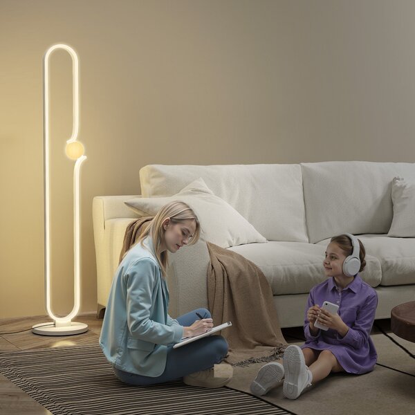 HOMCOM Lampada da Terra a LED a forma di Nota Musicale con Luminosità Regolabile e Pedale, 28x28x145 cm, Bianco | Aosom Italy