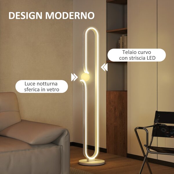 HOMCOM Lampada da Terra a LED a forma di Nota Musicale con Luminosità Regolabile e Pedale, 28x28x145 cm, Bianco | Aosom Italy
