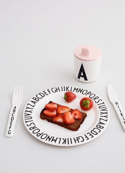 Set di 4 pezzi di posate bianche per bambini - Design Letters