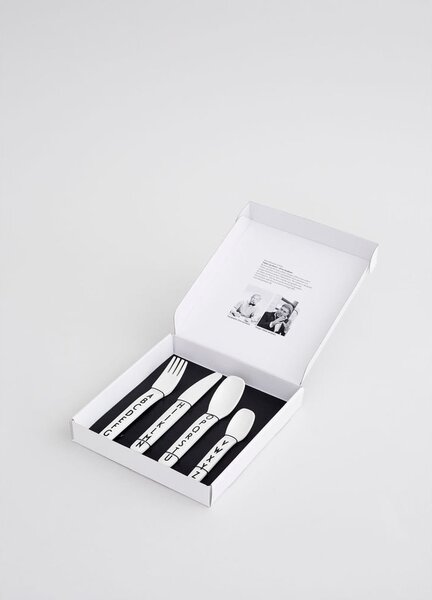 Set di 4 pezzi di posate bianche per bambini - Design Letters