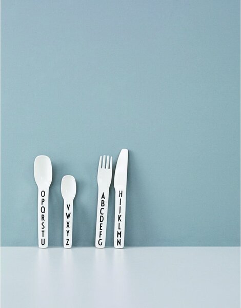 Set di 4 pezzi di posate bianche per bambini - Design Letters