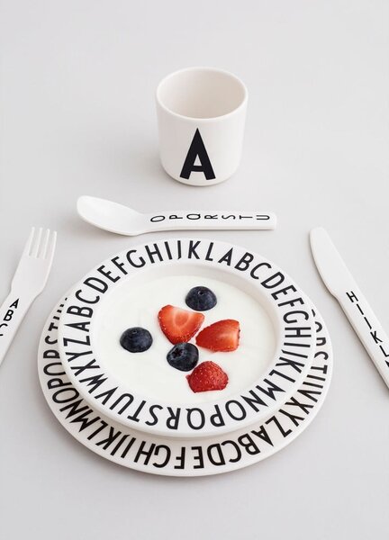 Set di 4 pezzi di posate bianche per bambini - Design Letters