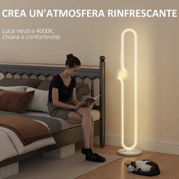 HOMCOM Lampada da Terra a LED a forma di Nota Musicale con Luminosità Regolabile e Pedale, 28x28x145 cm, Bianco | Aosom Italy