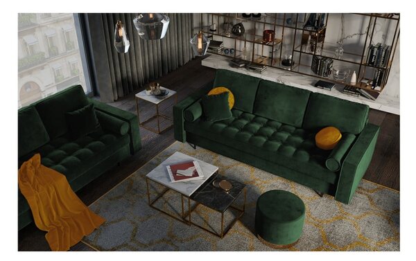 Divano letto in velluto verde Santo - Milo Casa
