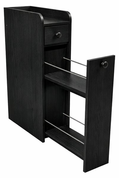 Costway Mobiletto salvaspazio da bagno con 2 cassetti e 2 ruote girevoli, Mobile portaoggetti per bagno cucina ufficio 40 x 18 x 70 cm Nero