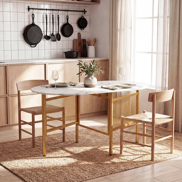 Costway Tavolo da pranzo pieghevole con ali ribaltabili per 6-8 persone, Tavolo moderno salvaspazio per cucina e soggiorno 150 cm Bianco