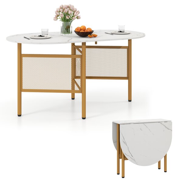 Costway Tavolo da pranzo pieghevole con ali ribaltabili per 6-8 persone, Tavolo moderno salvaspazio per cucina e soggiorno 150 cm Bianco