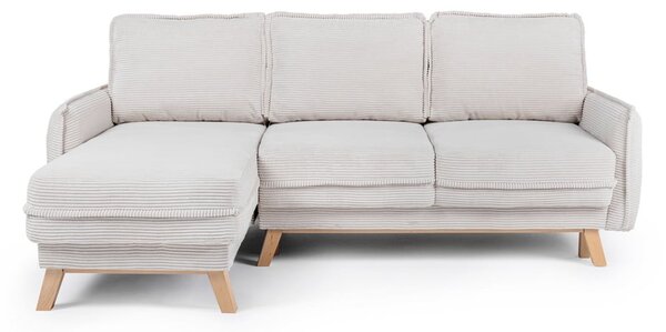 Divano letto variabile in velluto a coste beige divano ad angolo Tori - Bonami Selection