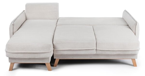 Divano letto variabile in velluto a coste beige divano ad angolo Tori - Bonami Selection