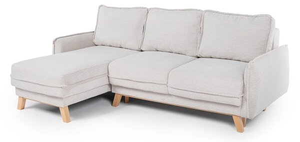 Divano letto variabile in velluto a coste beige divano ad angolo Tori - Bonami Selection