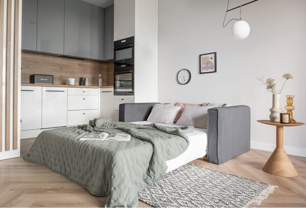 Divano letto grigio 168 cm Lucky Lucy - Miuform