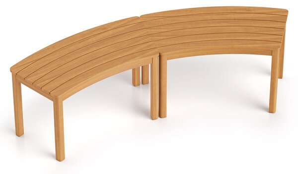 Costway Set da 2 panchine curve in legno di acacia, Panchina senza schienale per patio giardino e terrazza e cortile Naturale