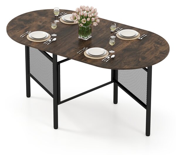 Costway Tavolo da pranzo pieghevole con ali ribaltabili per 6-8 persone, Tavolo moderno salvaspazio per cucina e soggiorno 150 cm Marrone