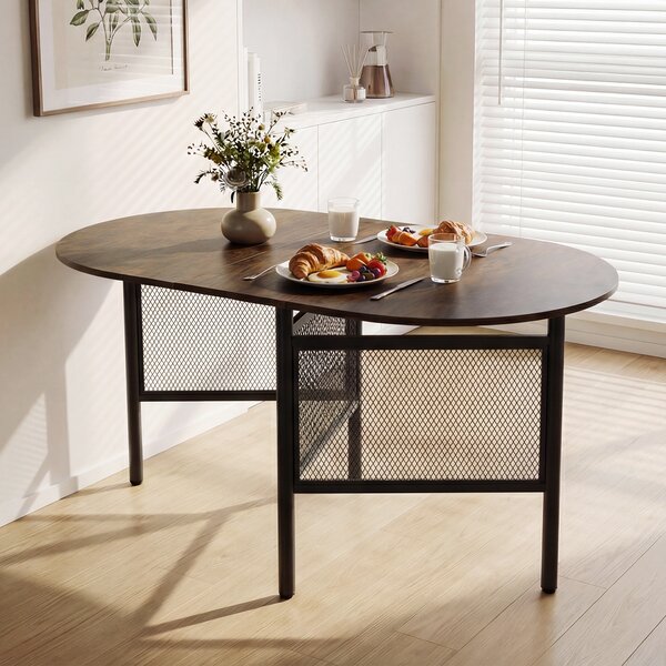 Costway Tavolo da pranzo pieghevole con ali ribaltabili per 6-8 persone, Tavolo moderno salvaspazio per cucina e soggiorno 150 cm Marrone
