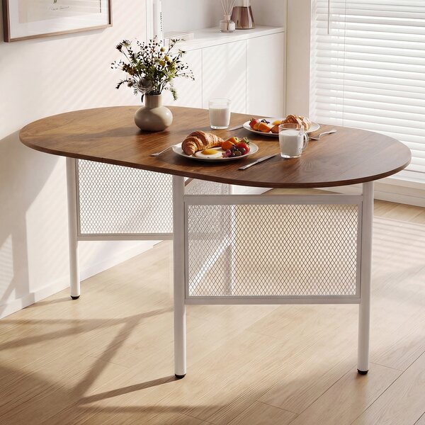 Costway Tavolo da pranzo pieghevole con ali ribaltabili per 6-8 persone, Tavolo moderno salvaspazio per cucina e soggiorno 150 cm Naturale