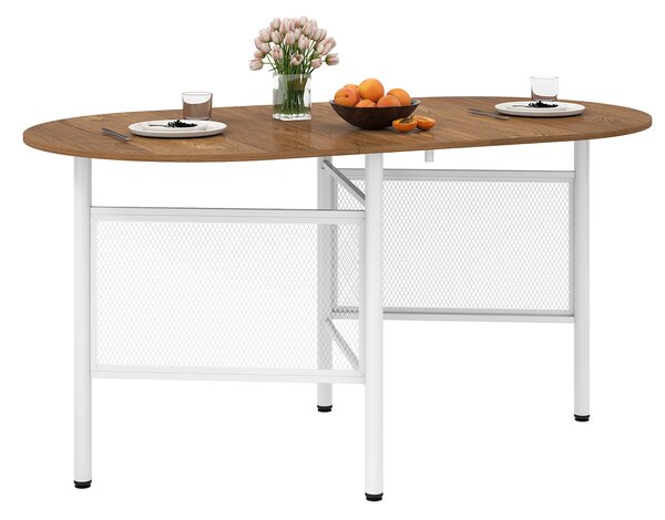 Costway Tavolo da pranzo pieghevole con ali ribaltabili per 6-8 persone, Tavolo moderno salvaspazio per cucina e soggiorno 150 cm Naturale
