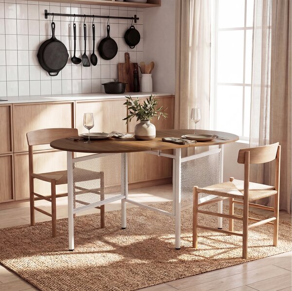 Costway Tavolo da pranzo pieghevole con ali ribaltabili per 6-8 persone, Tavolo moderno salvaspazio per cucina e soggiorno 150 cm Naturale