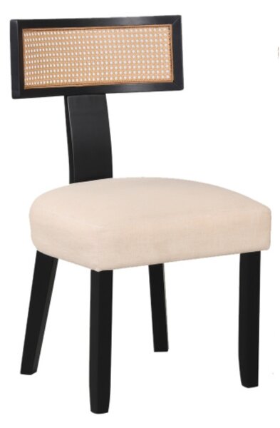 Costway Sedia da pranzo imbottita con sedile comodo e schienale curvo in rattan, Sedia moderna con piedini antiscivolo per soggiorno balcone e studio Nero